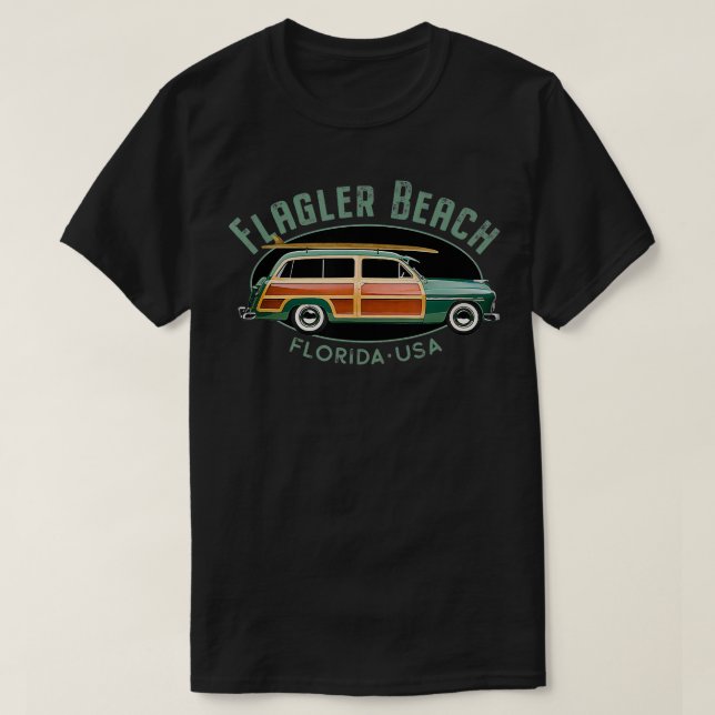 Flagler Beach Florida Vintages Surfdesign T-Shirt (Design vorne)