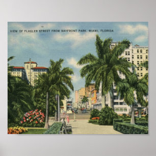 Flagler St., Miami, Florida Vintag Poster