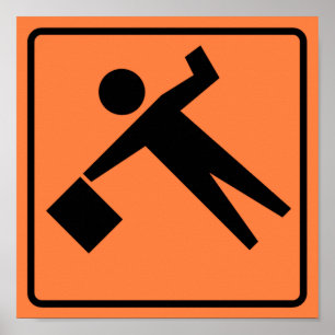 Flagman Ahead Highway-Zeichen Poster