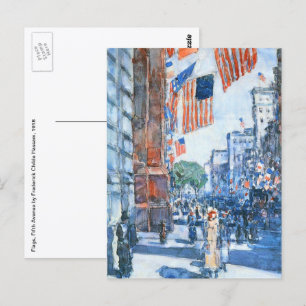 Flags Fifth Avenue by Childe Hassam, Vintag Art Postkarte