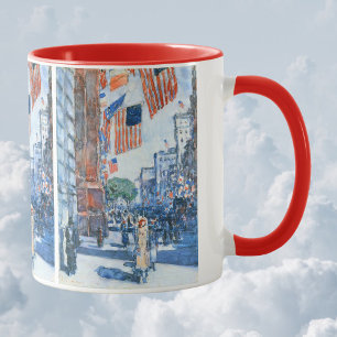 Flags Fifth Avenue by Childe Hassam, Vintag Art Tasse
