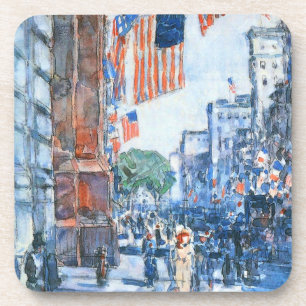 Flags Fifth Avenue by Childe Hassam, Vintag Art Untersetzer