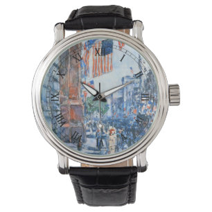 Flags Fifth Avenue von Childe Hassam, Vintage Art Armbanduhr