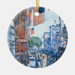 Flags Fifth Avenue von Childe Hassam, Vintage Art Keramikornament