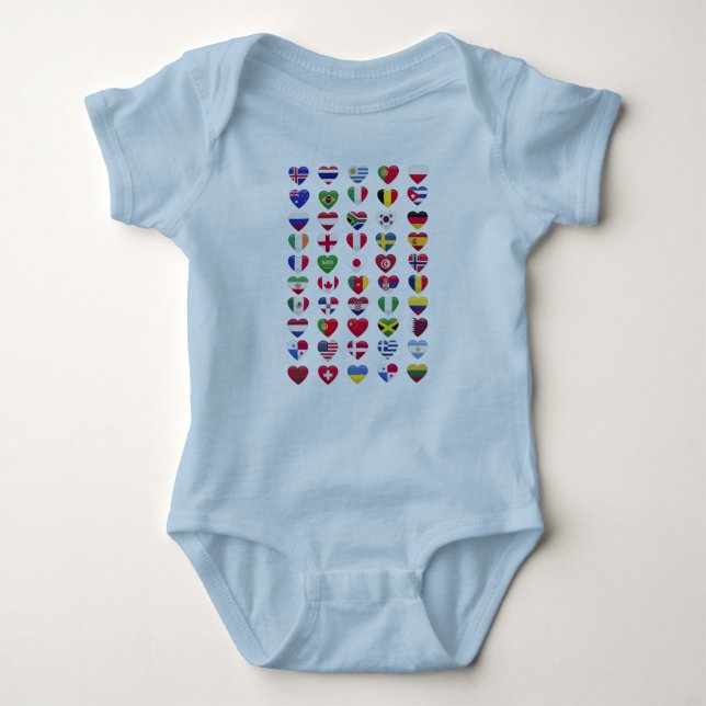 Flags of the countries heart shape baby strampler (Vorderseite)