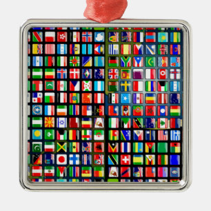Flags of the world silbernes ornament