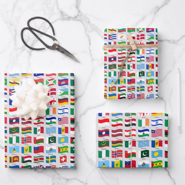 Flags of the World Travel Design Geschenkpapier Set (Vorderseite)