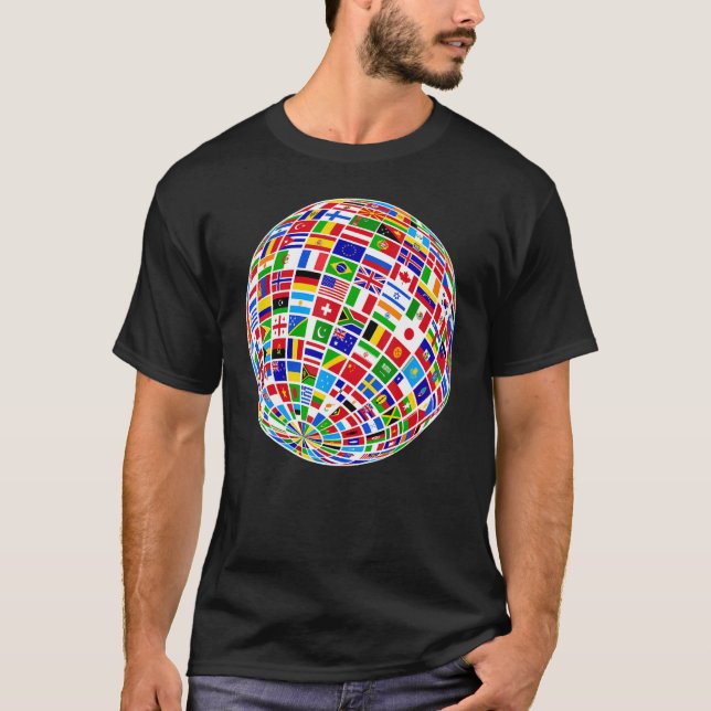 Flags The Countries of the World Globe Earth World T-Shirt (Vorderseite)