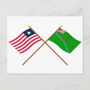 Flags von Crossed Liberia und Lofa Landkreis Postkarte
