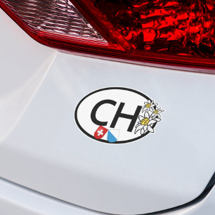 Flags von Schweiz und Zürich   Edelweiss-Blume   O Aufkleber