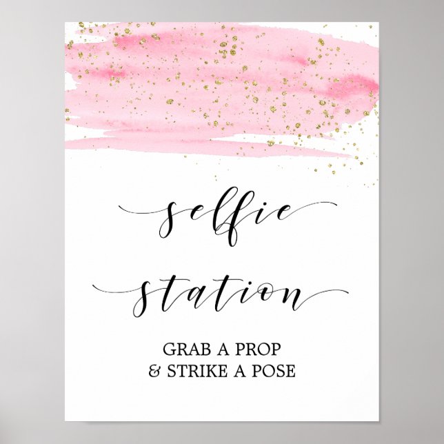 Flagschiff der Watercolor Pink & Gold Station Poster (Vorne)