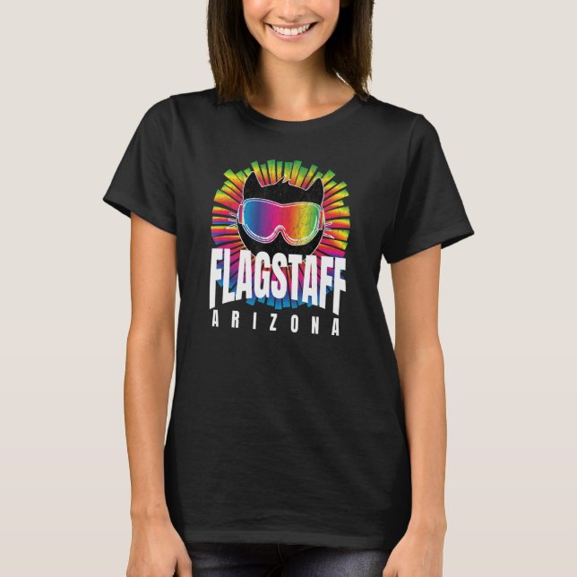 Flagstaff Cool Cat w Ski Goggles Flagstaff Regenbo T-Shirt (Vorderseite)