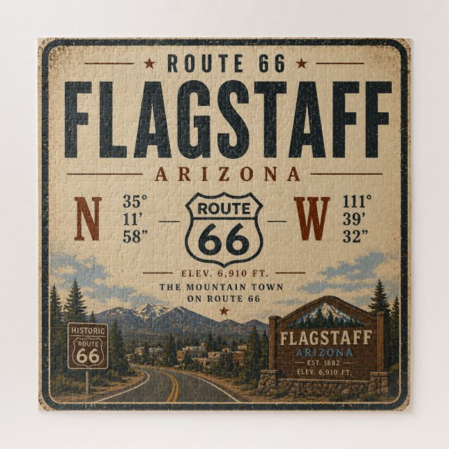 Flagstaff Route 66 Bergstadt Puzzle (Vertikal)