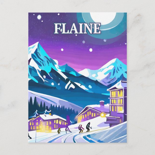 Flaine: Moderne Kunst in den schneebedeckten Alpen Postkarte (Vorderseite)