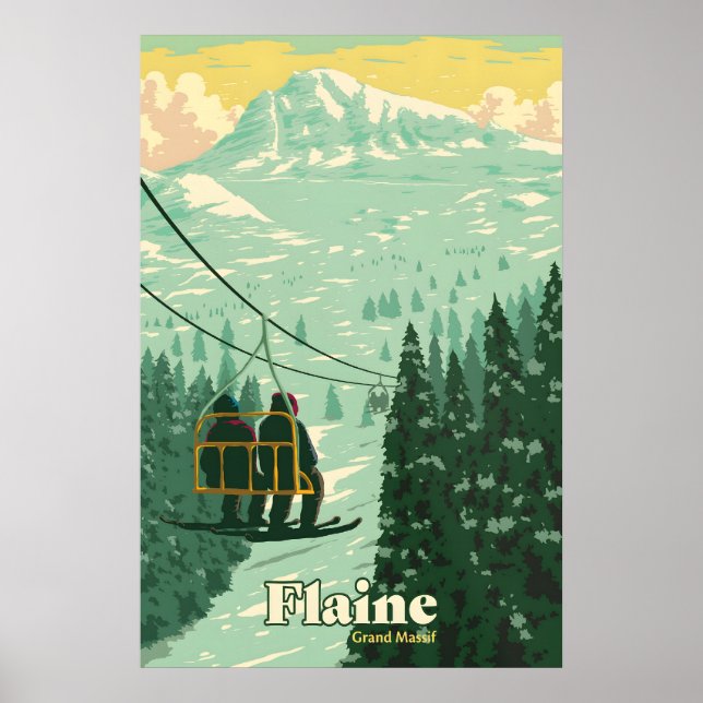 Flaine Skigebiet Reiseplakat Poster (Vorne)