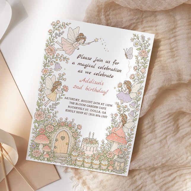 Flairige Florale Feengarten Mädchen Geburtstag Einladung (Von Creator hochgeladen)