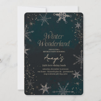 Flakes Frame Winter Birthday Bash Invitation Einladung