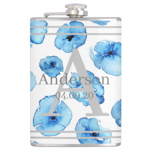 Flakon - Personalisierte Blaue Mohnblumen Flachmann