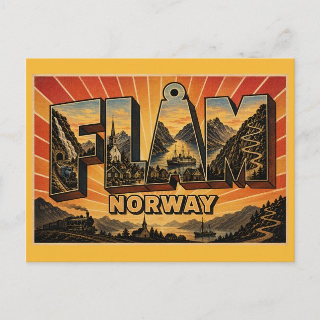 Flåm Norwegen Eisenbahn Postkarte (Vorderseite)