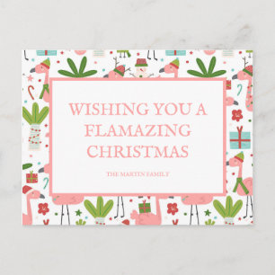 Flamazing Weihnachten Rosa Flamingos Weiße Schneem Postkarte