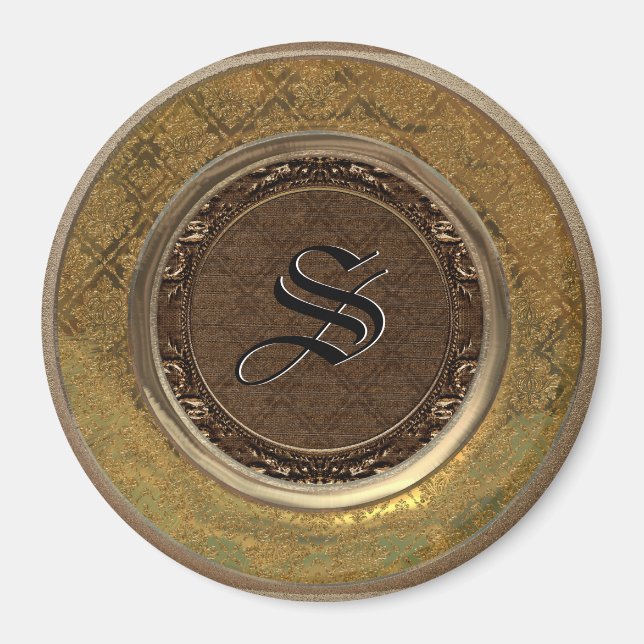 Flambeau viktorianisches Monogramm-Magnet Magnet (Vorne)
