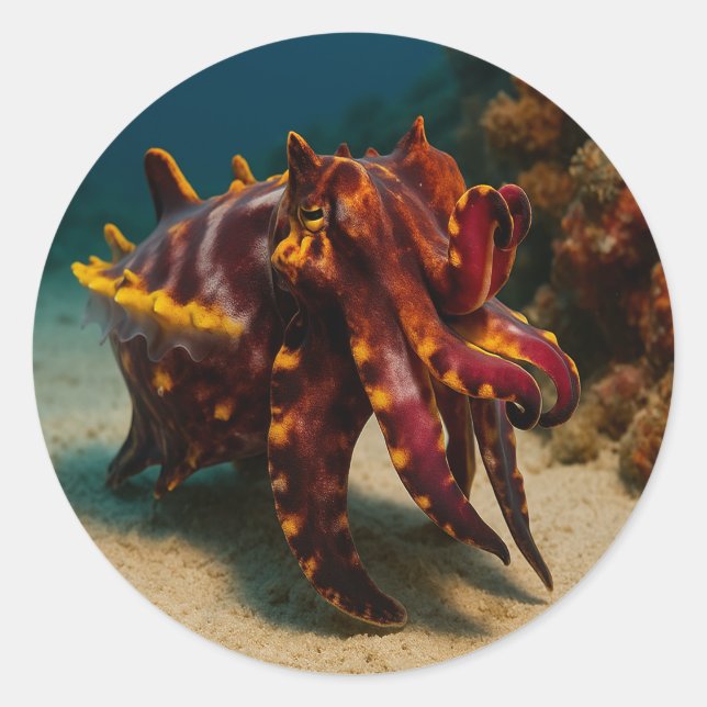 Flamboyant Cuttlefish Runder Aufkleber (Vorderseite)
