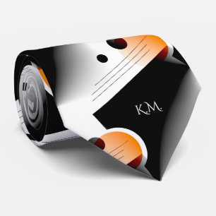 Flamboyant Modern Orange Geometric Chic Monogram Krawatte