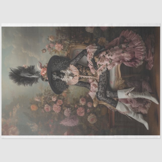 Flamboyant Standard Poodle Decoupage Seidenpapier (Vorderseite)