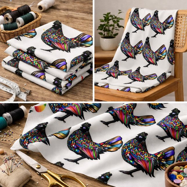 Flamboyant Vivid Rooster Pattern Stoff (Von Creator hochgeladen)