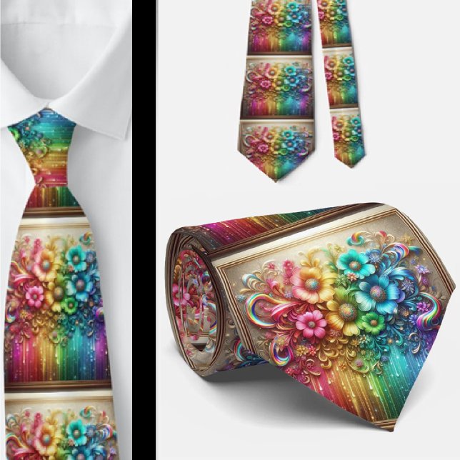 Flamboyante Krawatte | Regenbogen-Blumen Faux-Glit (Von Creator hochgeladen)