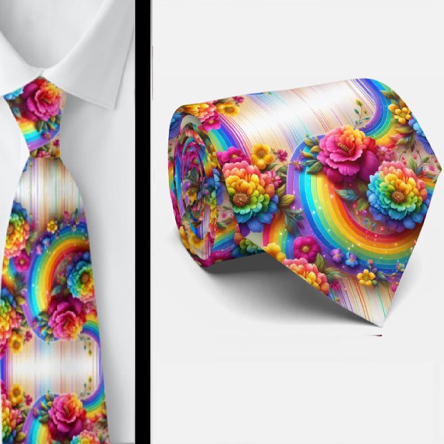 Flamboyante Krawatte | Regenbogen-Blumen Faux-Glit (Von Creator hochgeladen)