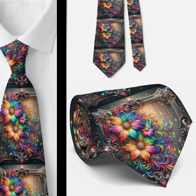 Flamboyante Krawatte | Regenbogen-Blumen Faux-Glit (Von Creator hochgeladen)