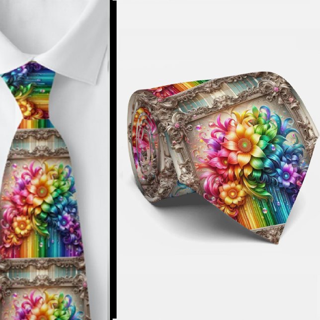 Flamboyante Krawatte | Regenbogen-Blumen Faux-Glit (Von Creator hochgeladen)