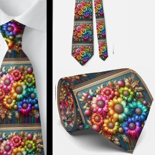 Flamboyante Krawatte   Regenbogenblumen Faux-Glitt