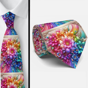 Flamboyante Krawatte   Regenbogenblumen Faux-Glitt