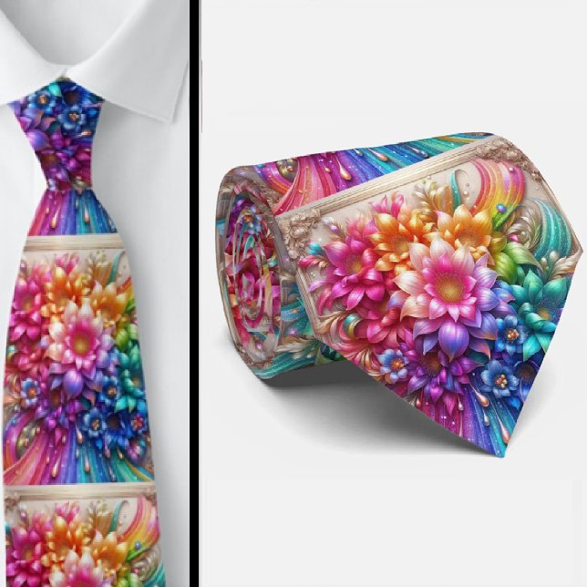 Flamboyante Krawatte | Regenbogenblumen Faux-Glitt (Von Creator hochgeladen)