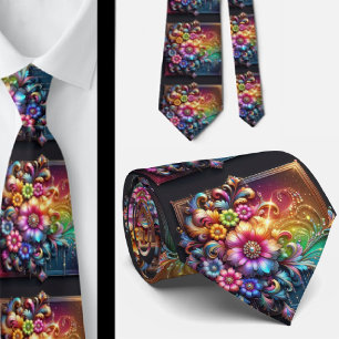 Flamboyante Krawatte   Regenbogenblumen Faux-Glitt