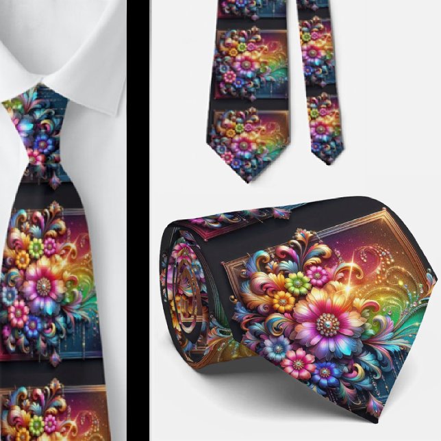 Flamboyante Krawatte | Regenbogenblumen Faux-Glitt (Von Creator hochgeladen)