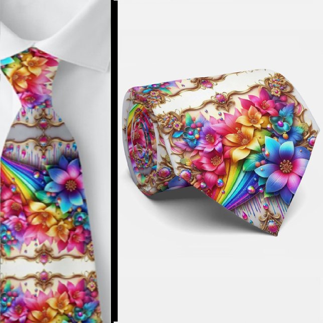 Flamboyante Krawatte | Regenbogenblumen Faux-Glitt (Von Creator hochgeladen)
