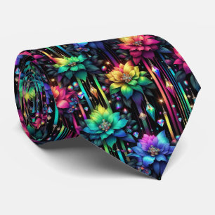 Flamboyante Krawatte Regenbogenblumen und Diaman