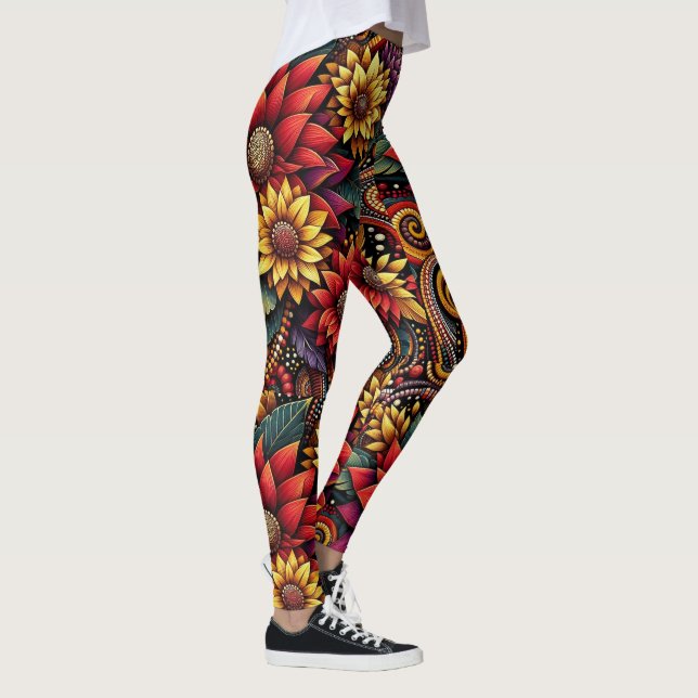 Flame Lily Inspiriert Lebendig und kühl Leggings (Rechts)