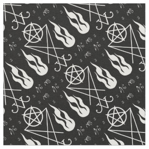 Flame Lucifer Sigil Pentagrams Occult Goth Fabric Stoff