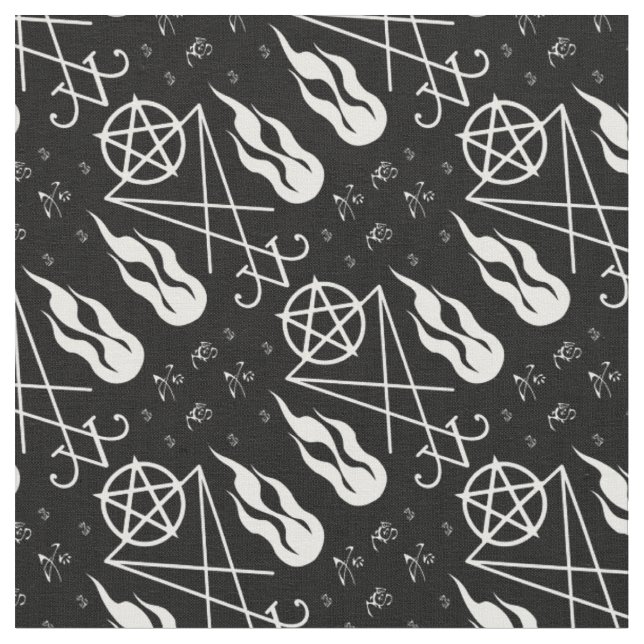 Flame Lucifer Sigil Pentagrams Occult Goth Fabric Stoff (Nahaufnahme)