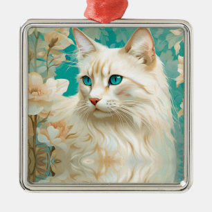 Flame Lynx Point Siamese Portrait Art Ornament Aus Metall