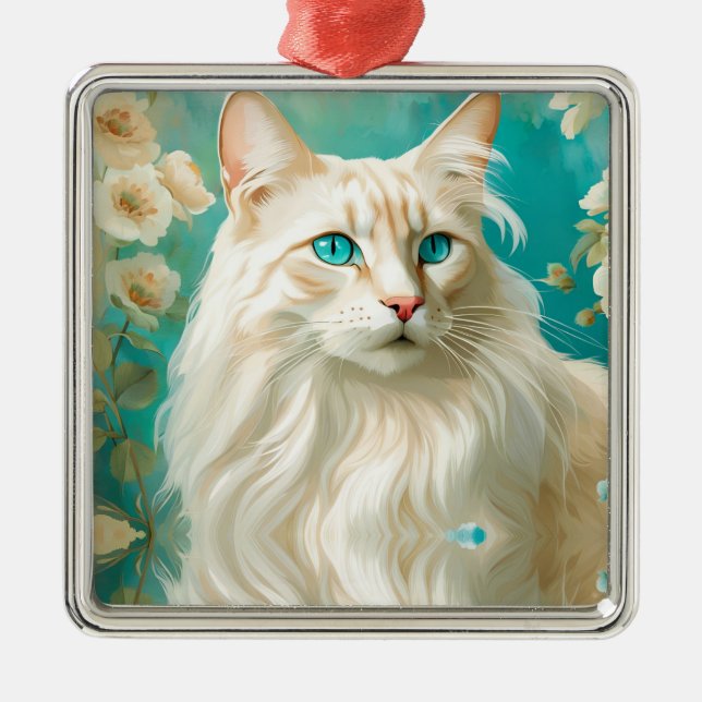 Flame Lynx Point Siamese Portrait Art Ornament Aus Metall (Vorne)