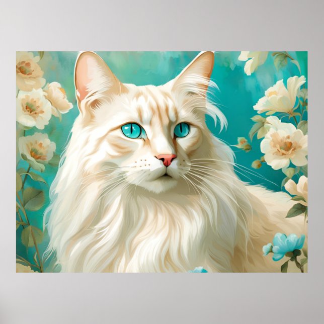 Flame Lynx Point Siamese Portrait Art Poster (Vorne)