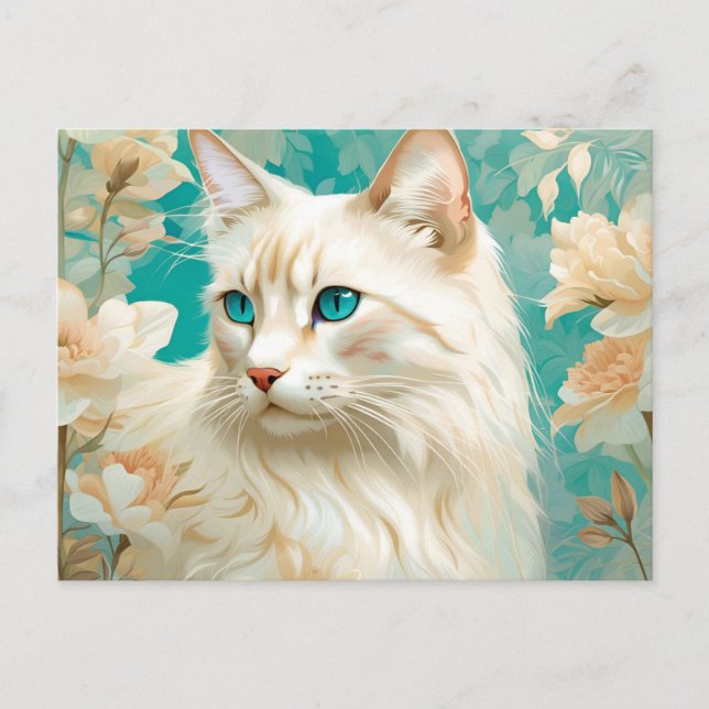 Flame Lynx Point Siamese Portrait Art Postkarte (Vorderseite)