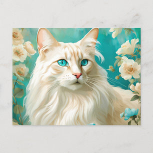 Flame Lynx Point Siamese Portrait Art Postkarte