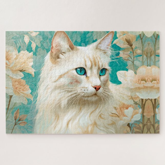Flame Lynx Point Siamese Portrait Art Puzzle (Horizontal)