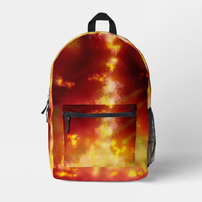 Flame Night Sky Bedruckter Rucksack (Vorderseite)